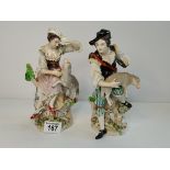 A Pair of Sitzendorf Dresden Porcelain Figurines