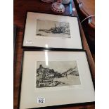 2 x engravings ( Whitby and Tarbert Castle ) by Pr