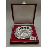 Silver leaf shaped dish in presentation box M.P. Levene Ltd