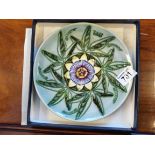 Moorcroft 1992 Commemorative plate decorated with Passionflower
