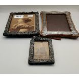 3 x Solid silver photo frames