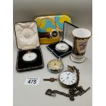 2 x Silver pocket watches plus 2 x pocket watches