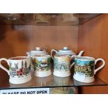 x4 Emma Bridgewater Mugs (Landscapes of Dreams) and x2 Paul Cardew Tea Pots