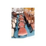 x6 red velvet seated dining chairs