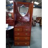 Carved Victorian bureau desk cabinet