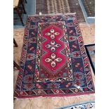 Blue, Red and Cream Afgan Rug