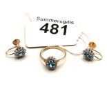 Topaz and Diamond 9carat gold ring and earing set