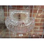 Cut glass fruit bowl L33cm plus large collection of Crystal vases etc