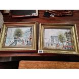 Pair of French oil painting of Paris Scenes