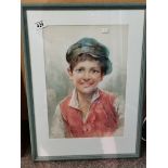 A top quality signed watercolour of a young boy signed - (Napoli)