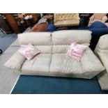 3 seater and 2 seater cream leather sofas