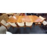 1960s D Scan Danish Teak extendable dining table plus 6 chairs