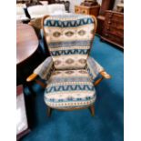 Vintage golden Ercol high backed 1960s armchair
