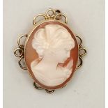 9ct Yellow Gold Cameo brooch