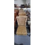 x6 Vintage wood and woven rattan garden chairs