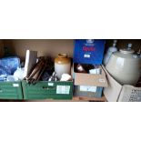 4 x boxes misc. items incl boxed Spode, Earthenware, fireside items etc