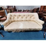 Antique French style gold covered button back 2 seater sofa
