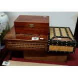 x3 wooden boxes plus x1 Antique Indian Porcupine Quill box