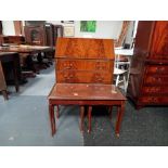 Mahogany bureau and mahogany nest of tables