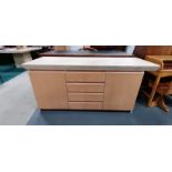 Travertine top beach sideboard