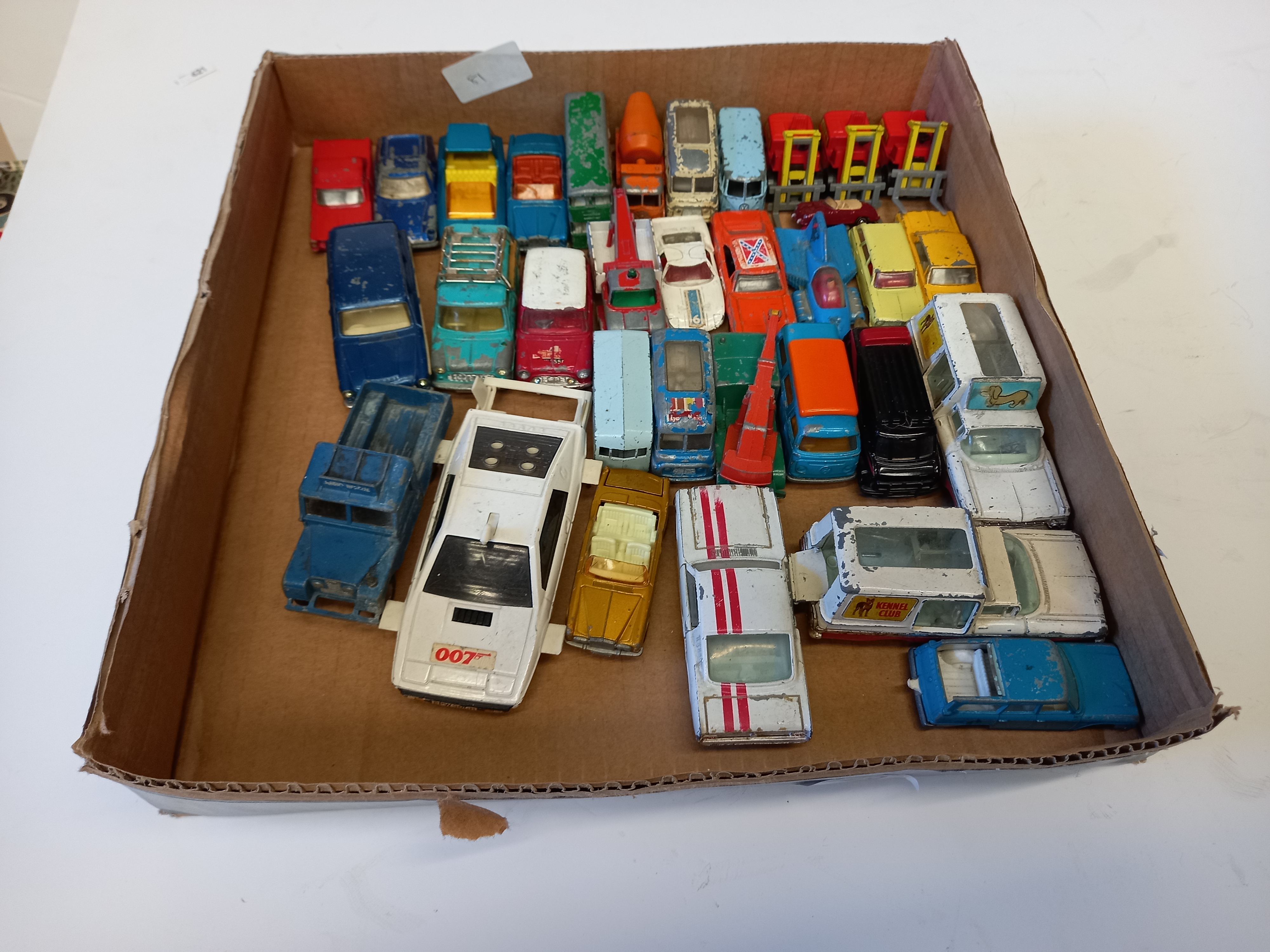 2 Boxes of Dinky, Matchbox and Corgi Diecast Play worn Vehicles - Image 2 of 3