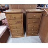 2 x Pine 5 Ht slimline chests of drawers