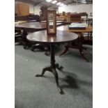 Antique Mahogany round occasional table and Linley Vase