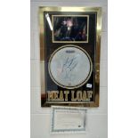 Signed drum cover and photo of Meatloaf with certificate