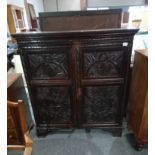 Carved Oak Cupboard with 3 shelves