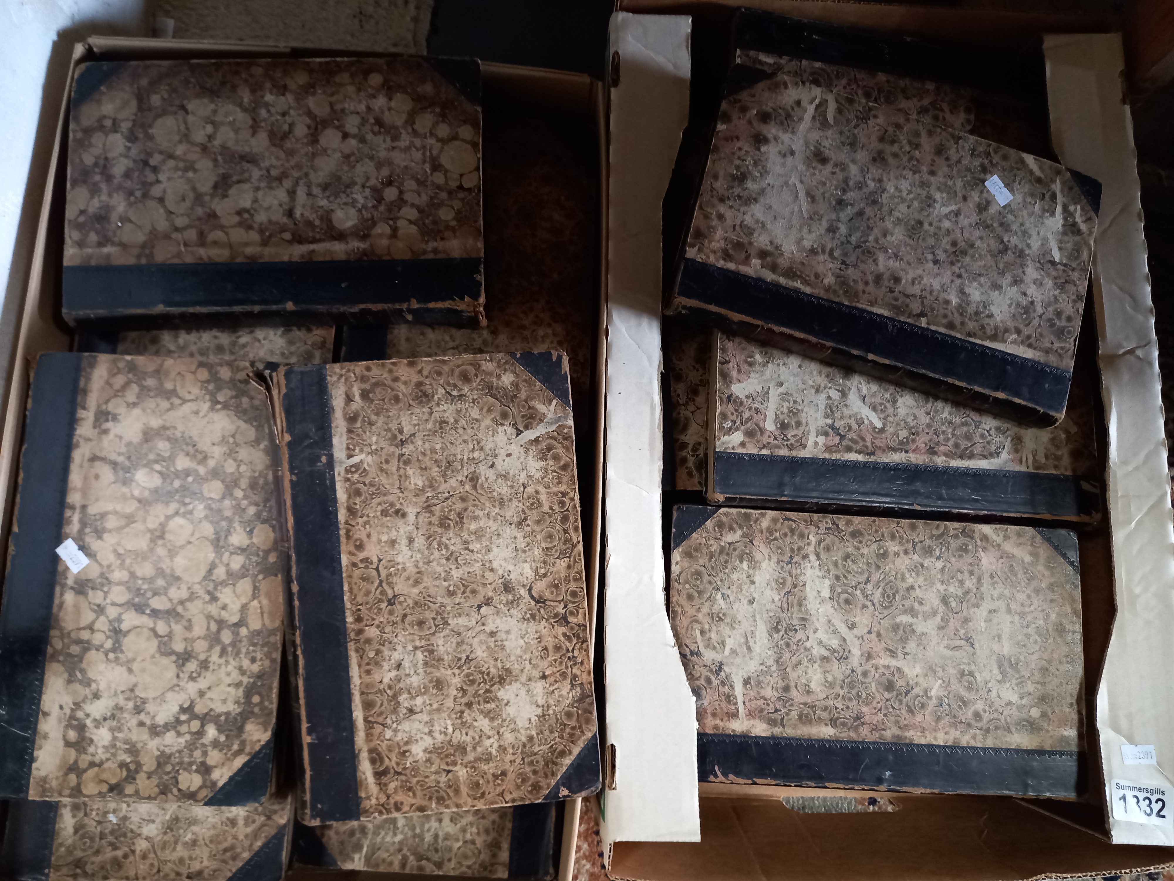 2 x boxes leather bound volumes of Antique Penny Cyclopaedia