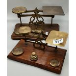x 2 Vintage brass postage weighing scales