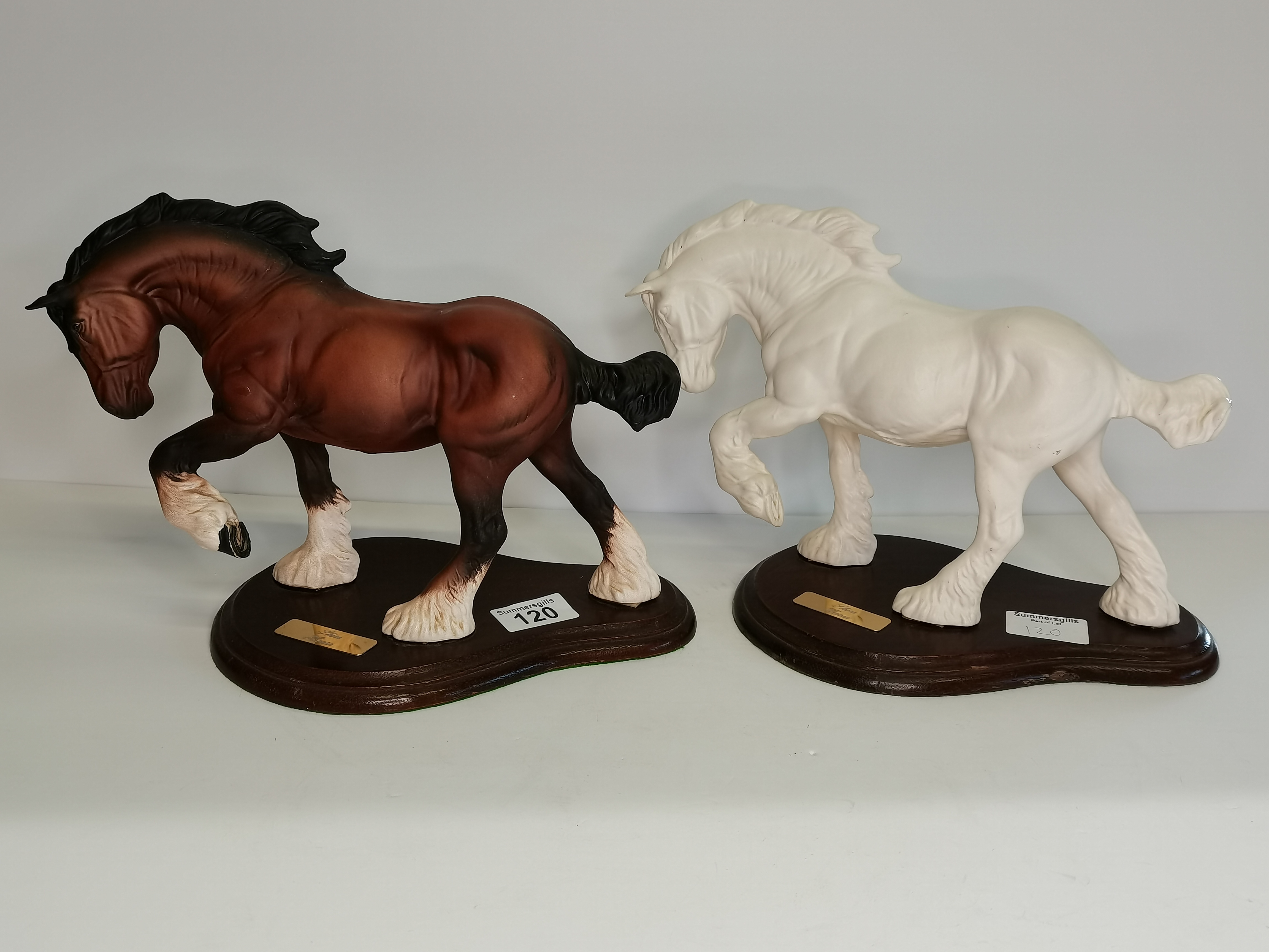 X2 Beswick Shire Horses and stands