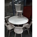 Ercol style painted chairs and retro centre table