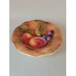Royal Worcester dish of painted fruit by Albert J Shuck 12cm ex condition