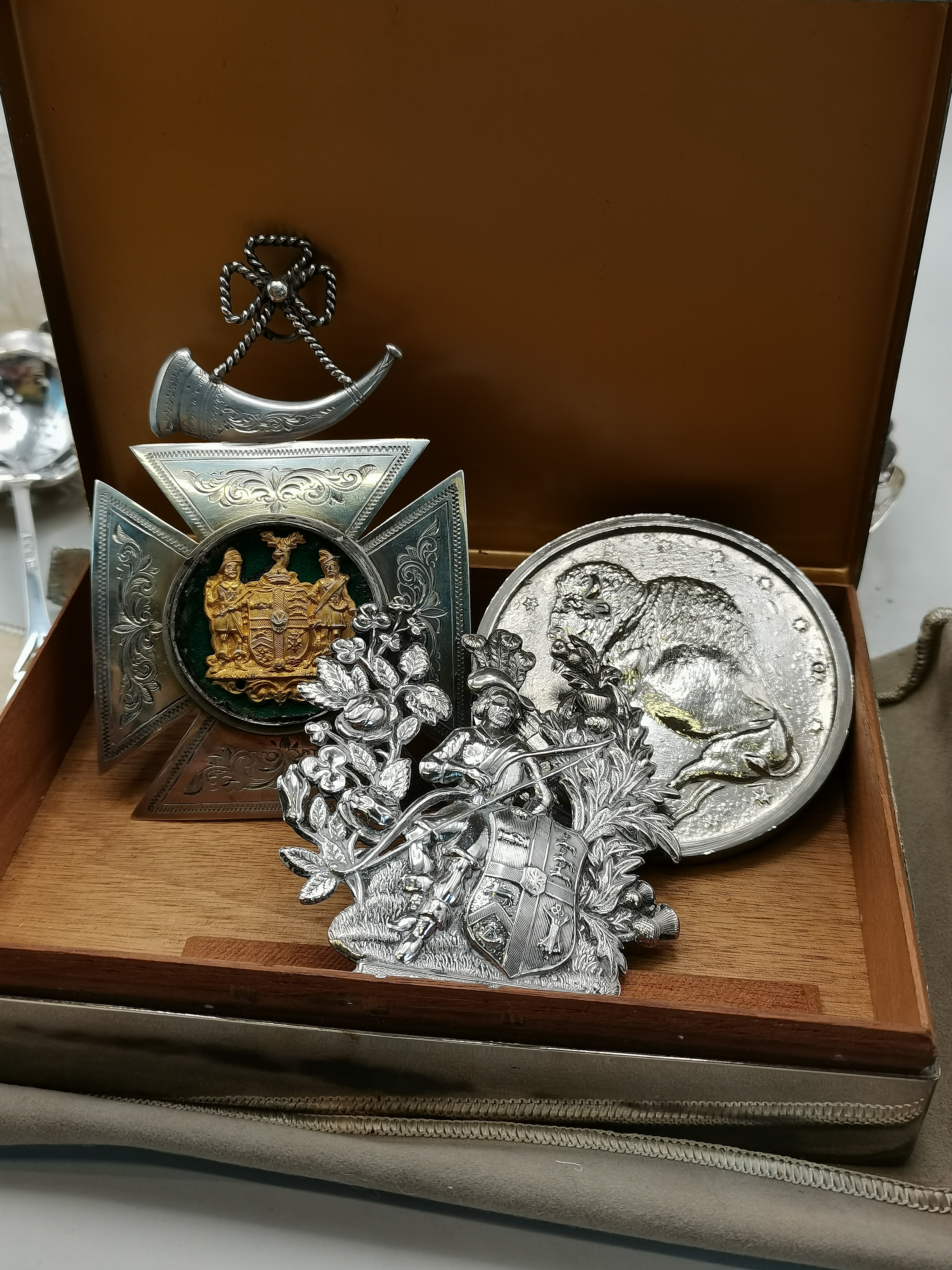 A collection of Silver and plated items including scent bottle, paperweights - Image 2 of 2