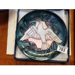 Moorcroft Commemorative Plate 1993 decorated with a Dove