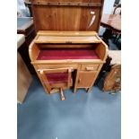 Vintage Childs Beech Roll top desk and swivel chair