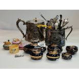 A collection of Limoges Castel trinket boxes plus plated items