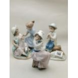 X3 Nao figurines - Boy Playing Flute, a Big Hug and girls playing with Doll