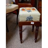 Small Victorian mahogany stool with tapestry top