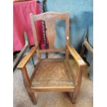Antique Childs leather seated chair