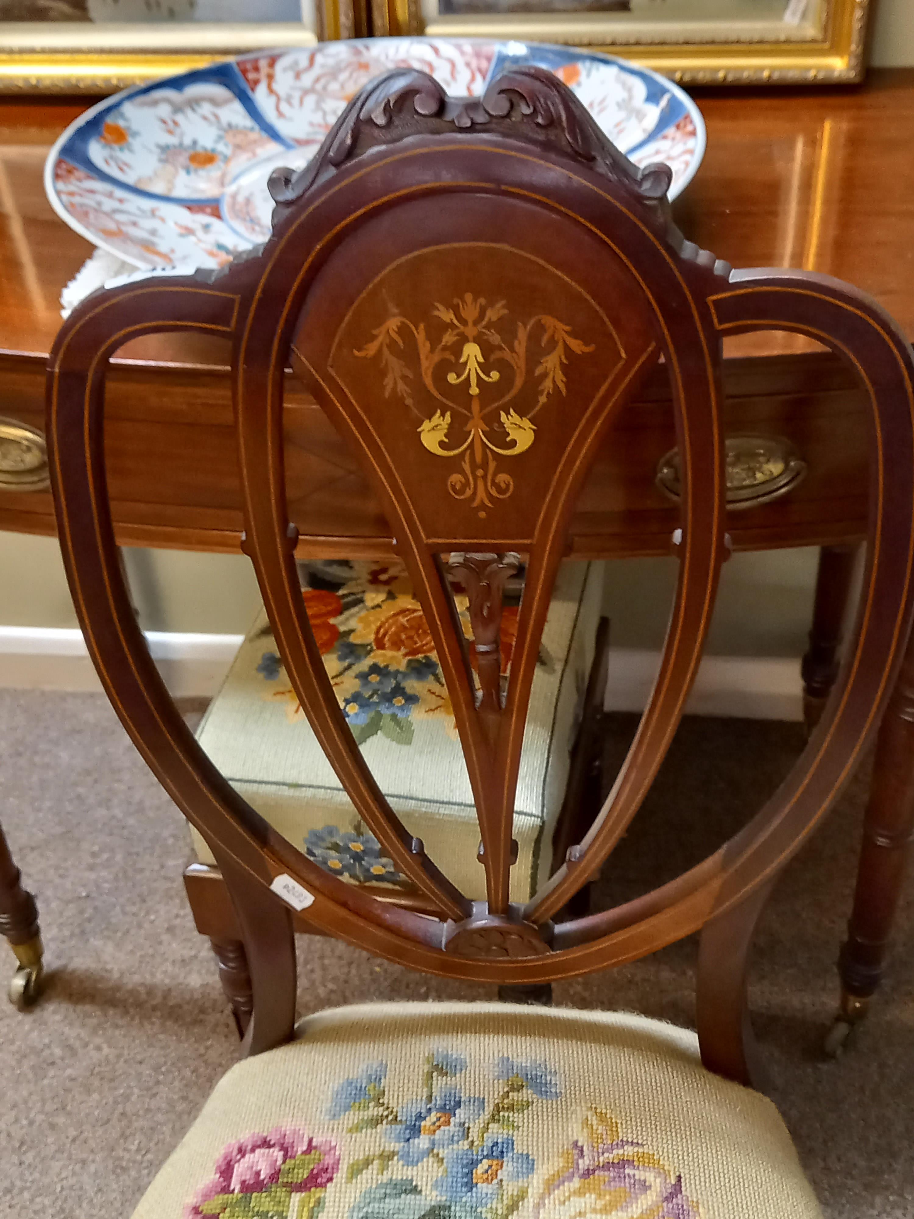 A pair of Edwardian inlaid hall chairs - Image 2 of 2