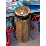 Large vintage copper milk churn 97cm height inscri