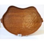 Beautiful Kidney shaped Mouseman Tray with 2 carved mice