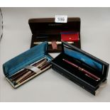 x2 Sheaffer Gold Plated Pen with14k Gold Nib X3 Mont Blanc pens plus a parker pen