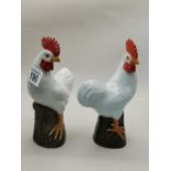 A Pair of Antique vintage Chinese porcelain Roosters