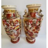 A Pair of Satsuma Vases - H 47cm