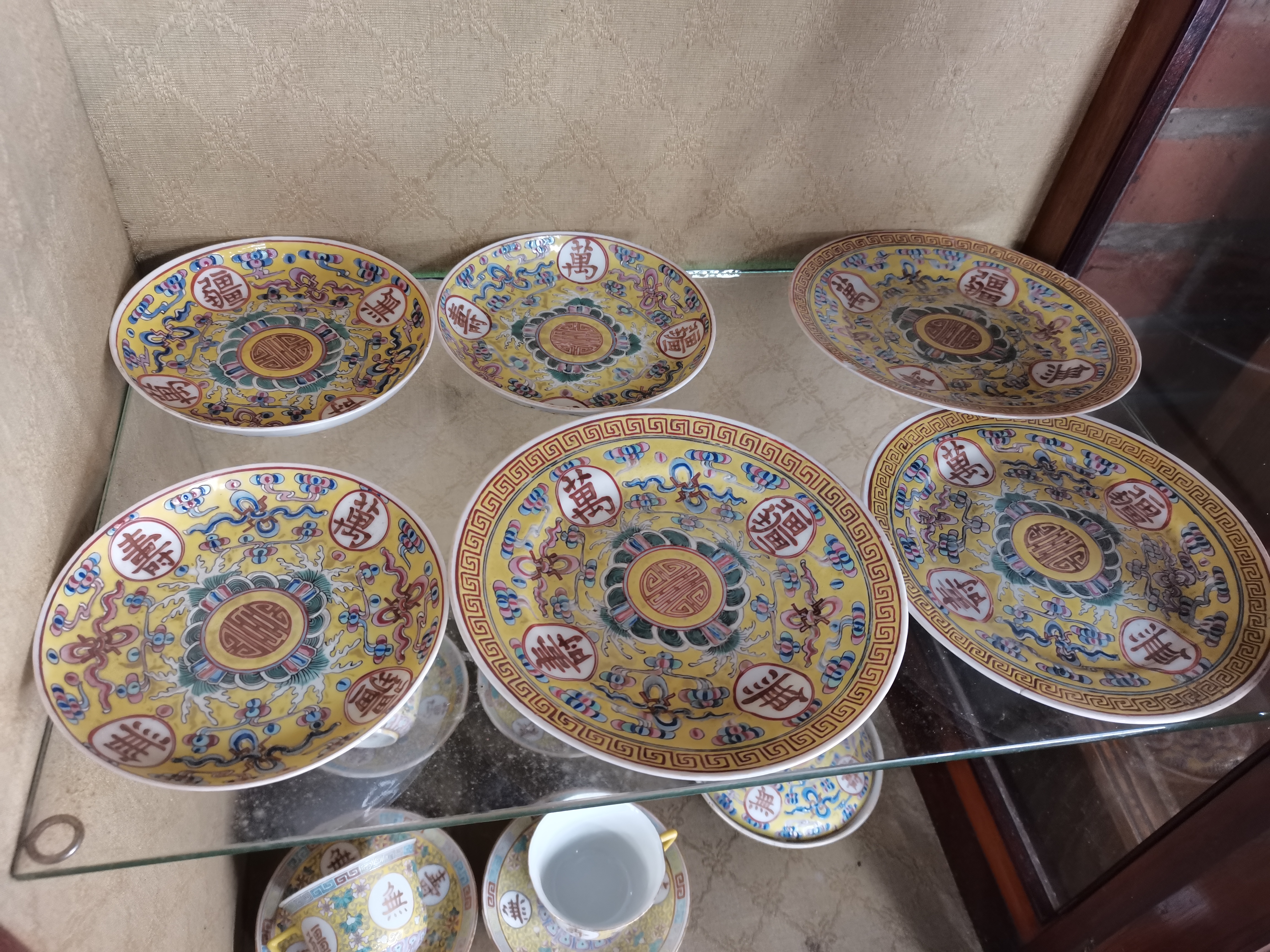 15 pce Chinese highly decorated tea set with 3 cha - Image 4 of 18