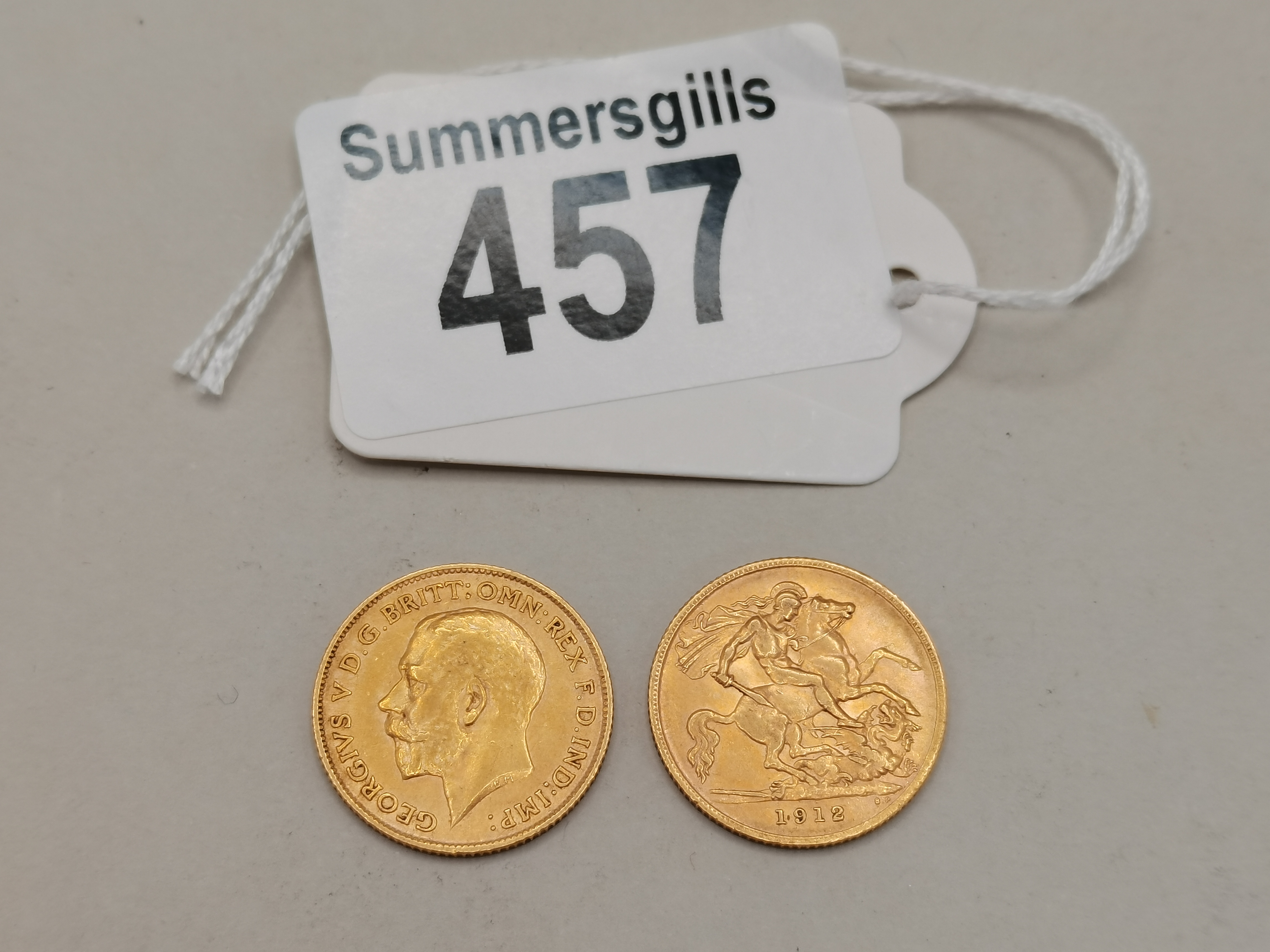 X2 half Sovereigns 4 grams each both 1912