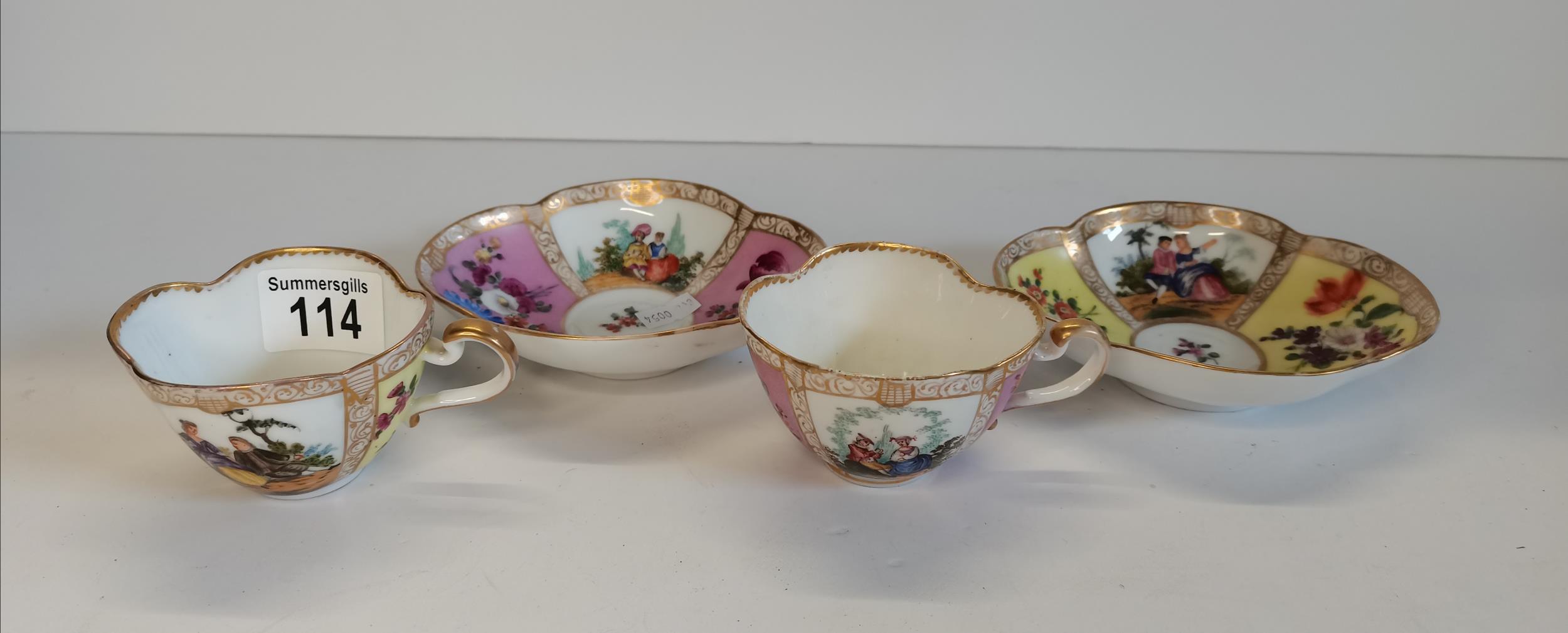 x2 Meissen cups and saucers - Image 2 of 3
